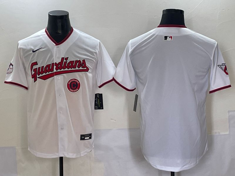 Men 2025 Cleveland Indians Blank White Game Nike MLB Jersey style 3